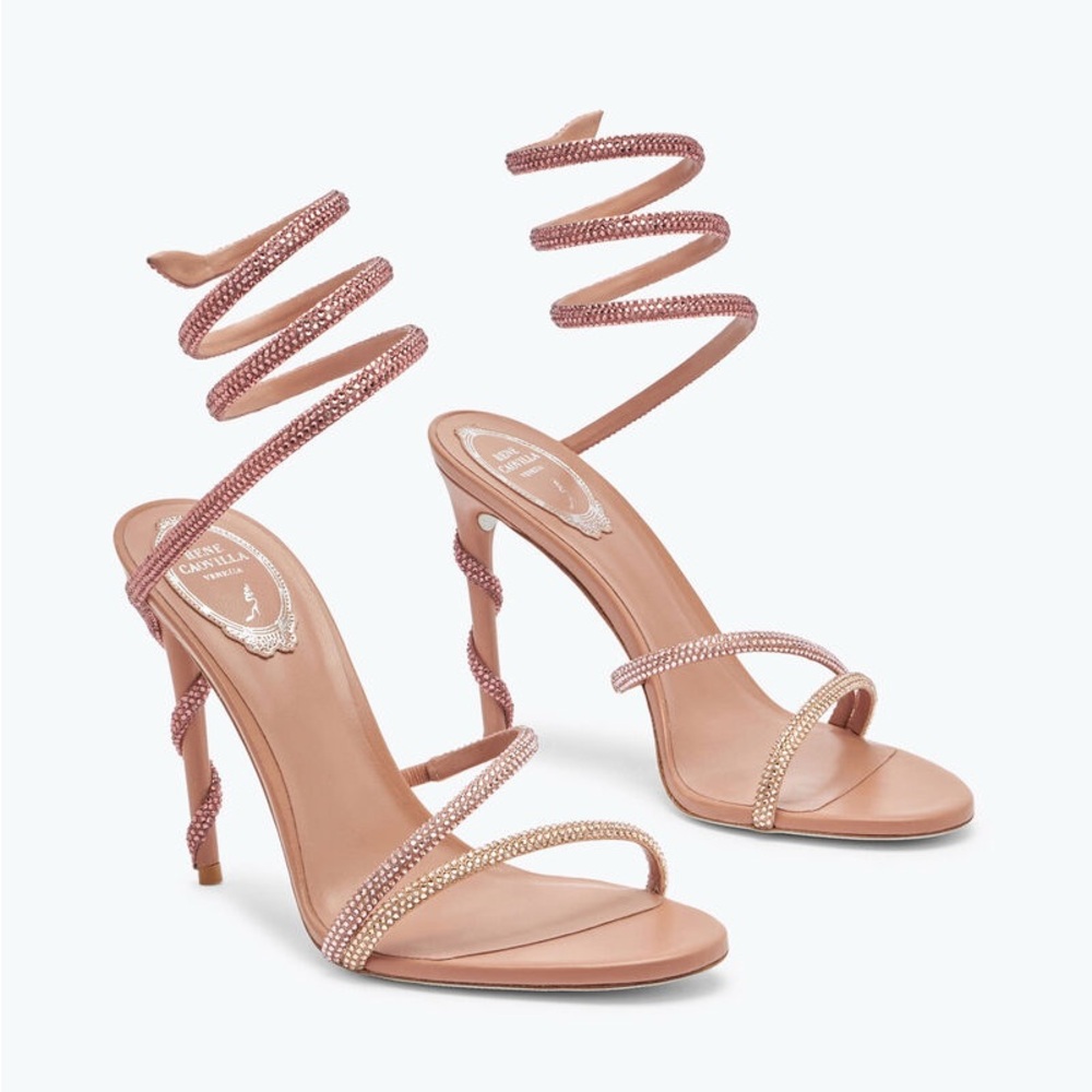Rene Caovilla MARGOT CRYSTAL POWDER PINK SANDAL 105